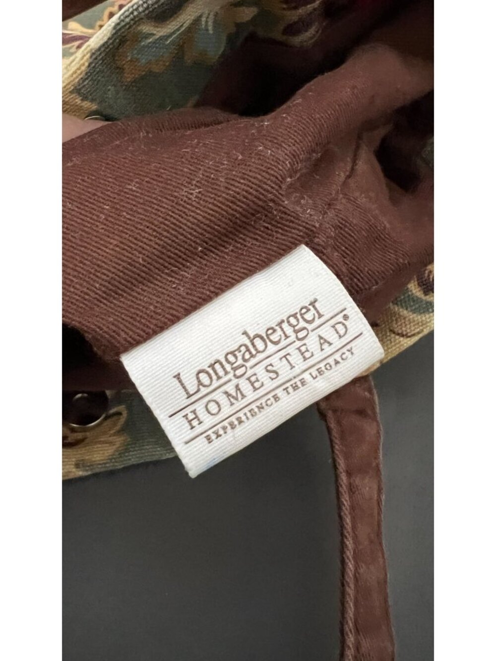 Longaberger Floral Canvas Tote Bag With Brown Accents - Homestead Collection - Picture 5 of 5